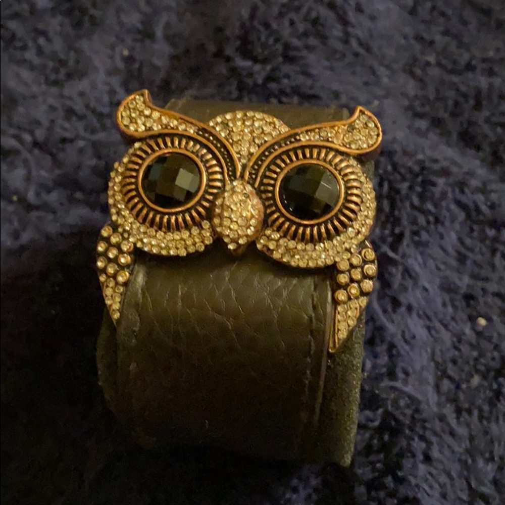 Betsey Johnson Owl Leather Cuff